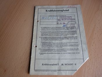 Vehicle registration document