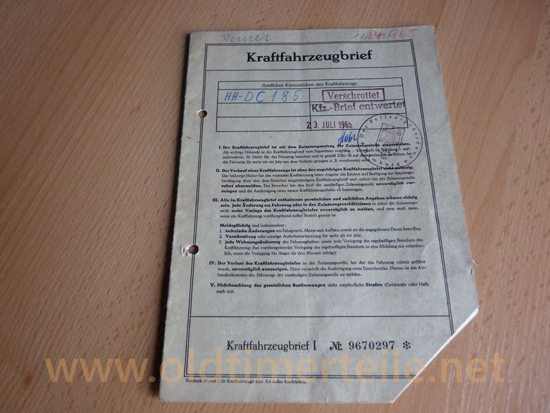 Kraftfahrzeugbrief